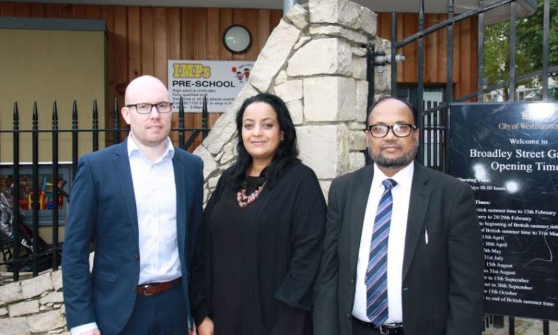 Councillors Matt Noble, Aicha Less and Aziz Toki (pre-Covid)