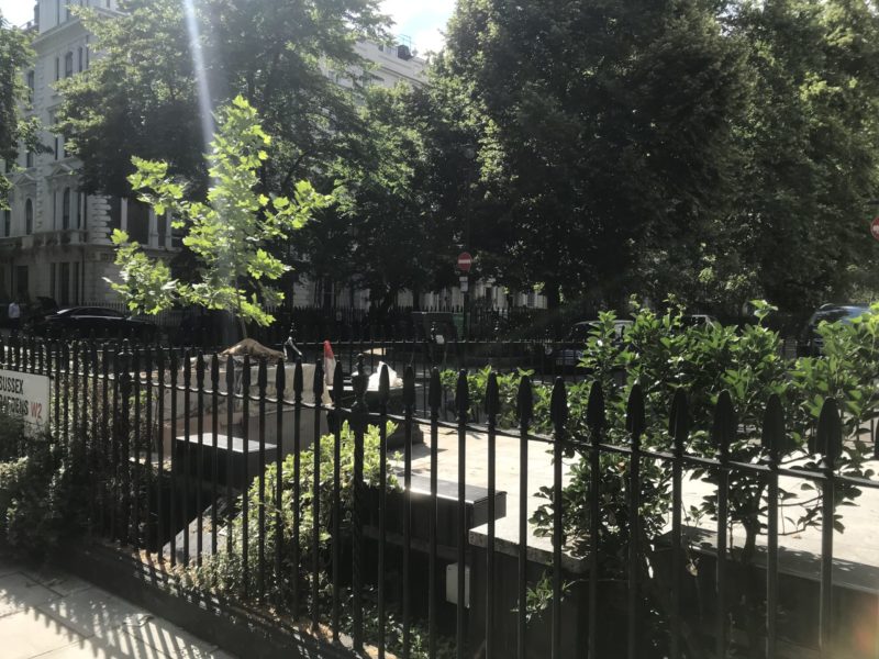 Cleared area on the corner of Sussex Gardens and Talbot Square