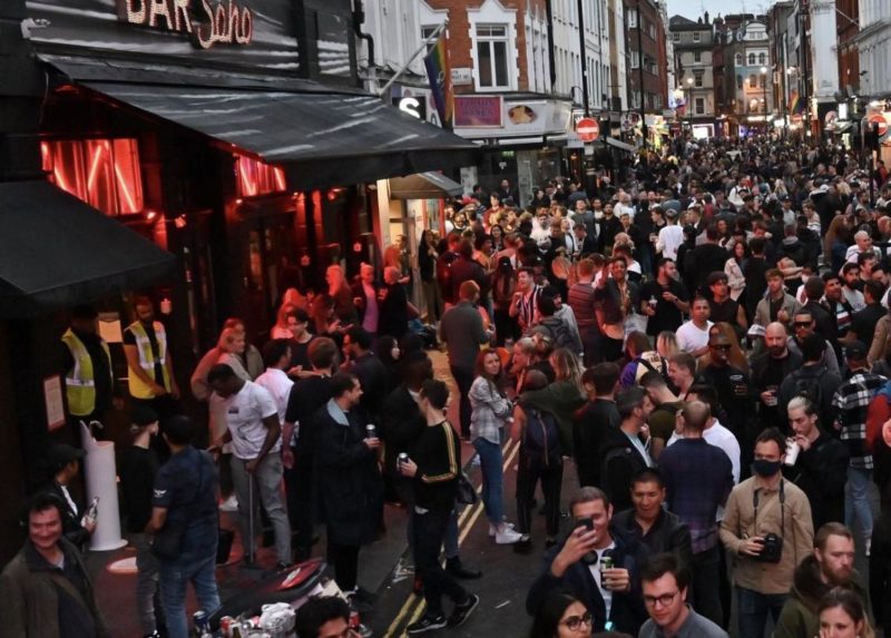 Large crowds gather in Soho