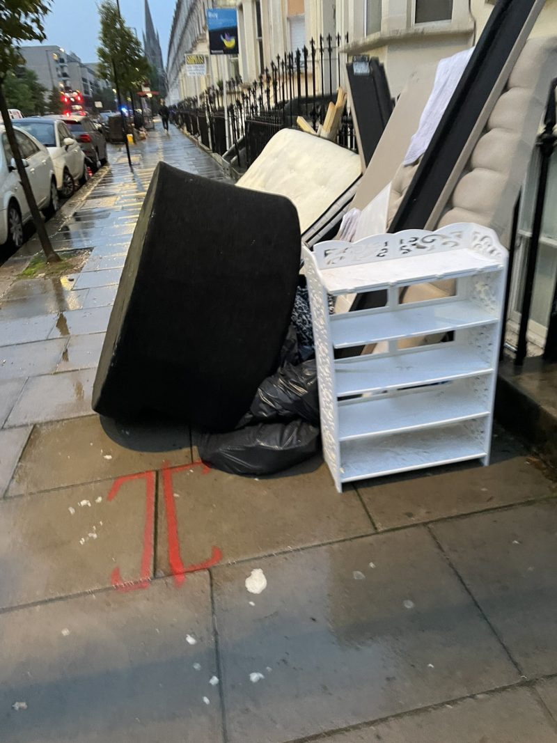 Ruined furniture from flooded homes in Maida Vale ward