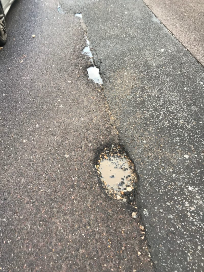 Pothole in Southwick Street