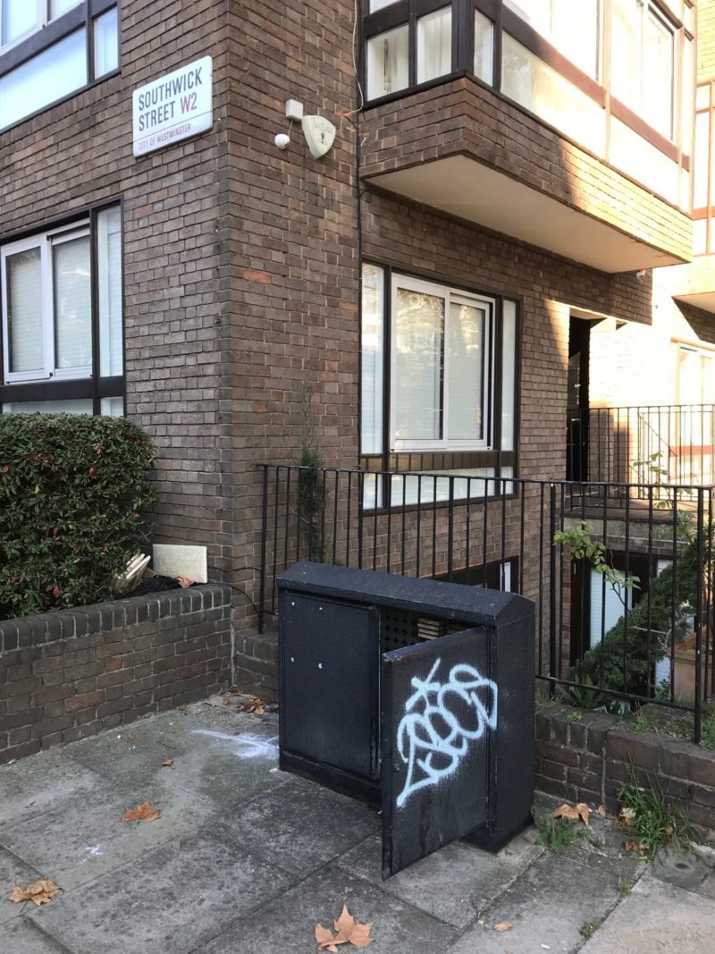 Telecoms box with graffiti