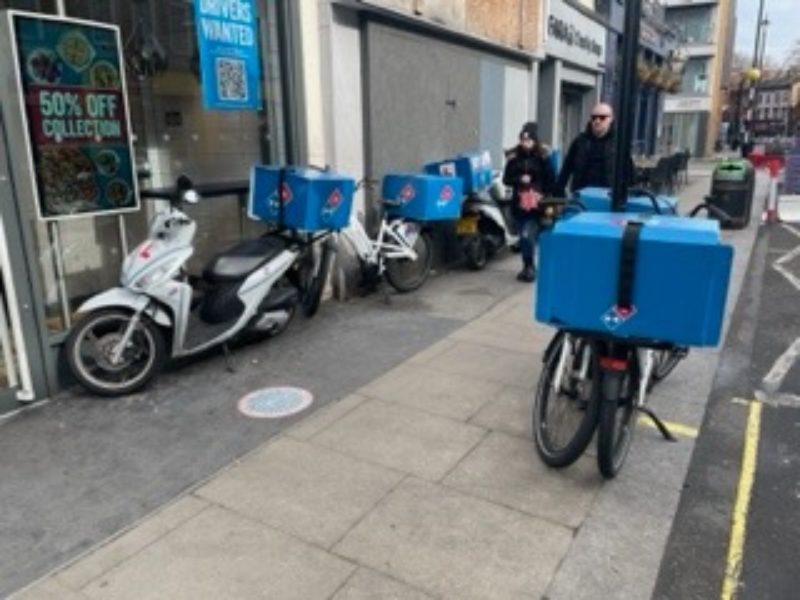 Warwick Way pavement blocked by scooters