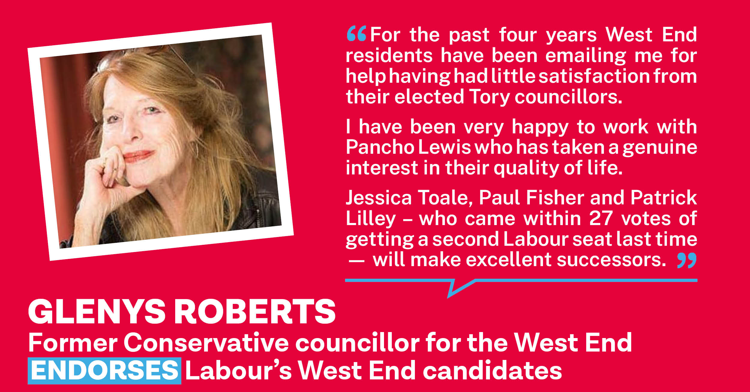 Former Conservative councillor endorses West End Labour
