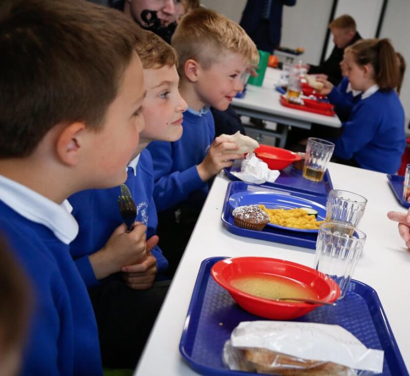 schoolkids, eating