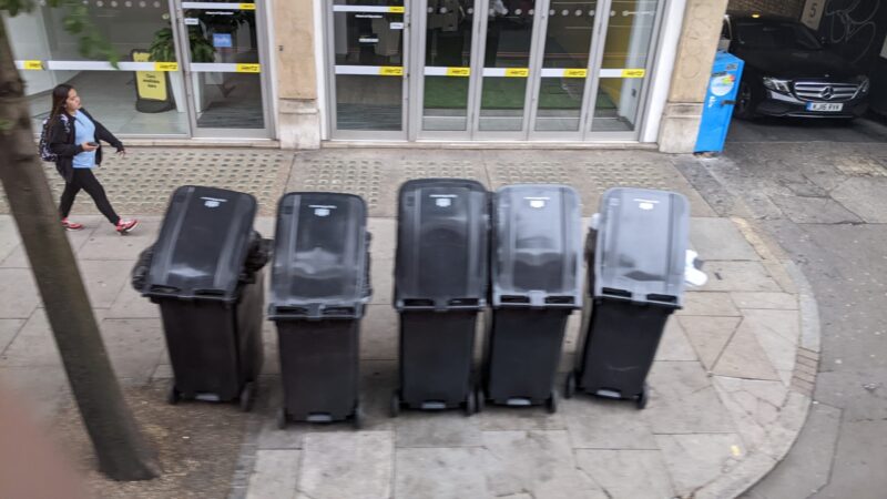 Rubbish bins on Edgware Road