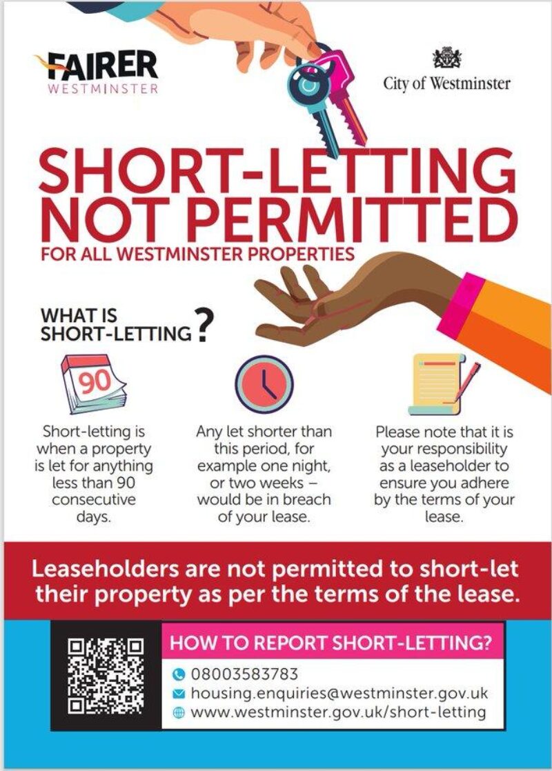 Short term lettings not permitted sign