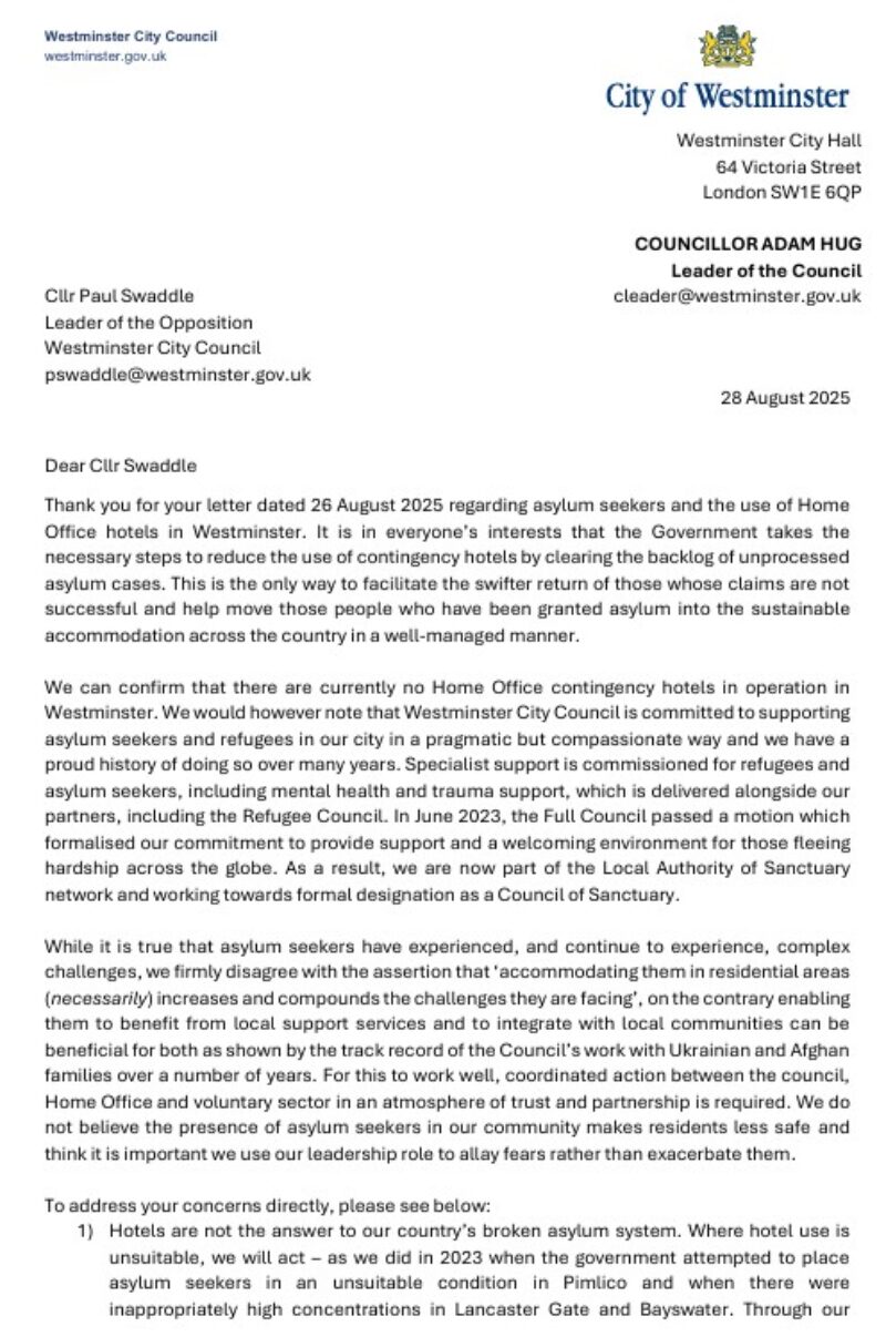 Page one of Cllr Hug