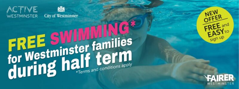 Free swimming for families poster
