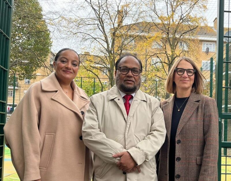 Photo of Church Street Labour Team. Left to right - Councillor Aicha Less, Councillor Aziz Toki & Councillor Fiona Parker